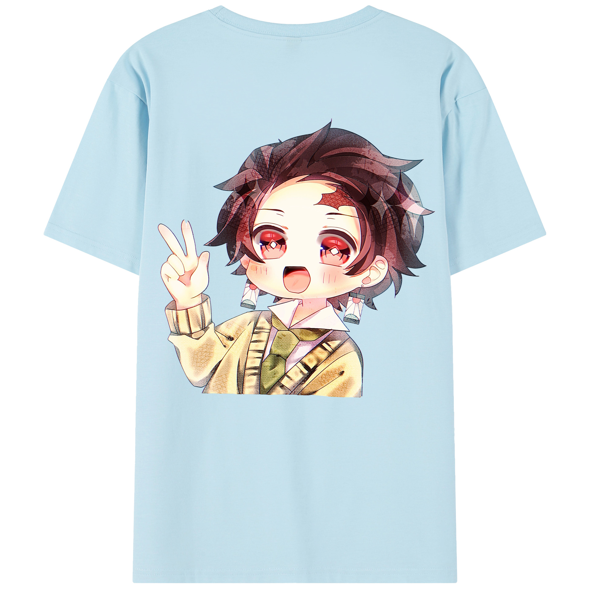（画像用） 鬼滅の刃 竈門 炭治郎／かまど たんじろう Kamado Tanjirou 綿100％半袖Tシャツ（背面プリント）
